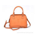Orange Small Womens Leather Bag / Zippered Tote Bags , Outs